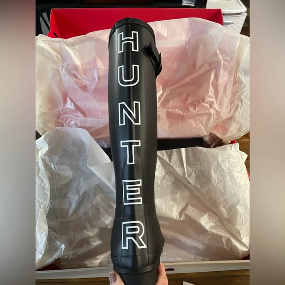 HUNTER original backstrap black tall boots block letter - Picture 4 of 9